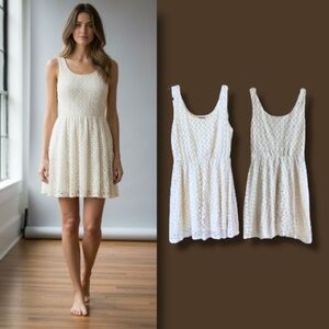 Anthropologie Lily Rose Dress Ivory Lace Fit & Flare Mini Size Small Euro Summer